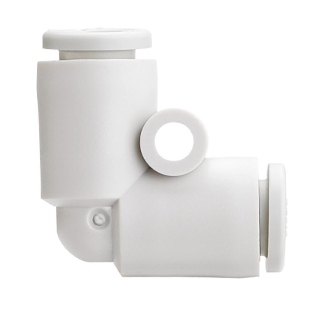 Conector acodado KQ2L - PBT/PP - anillo de presión ovalado - diámetro exterior de la manguera de 3,2 a 6 mm - unidad de embalaje 10 - Precio por unidad