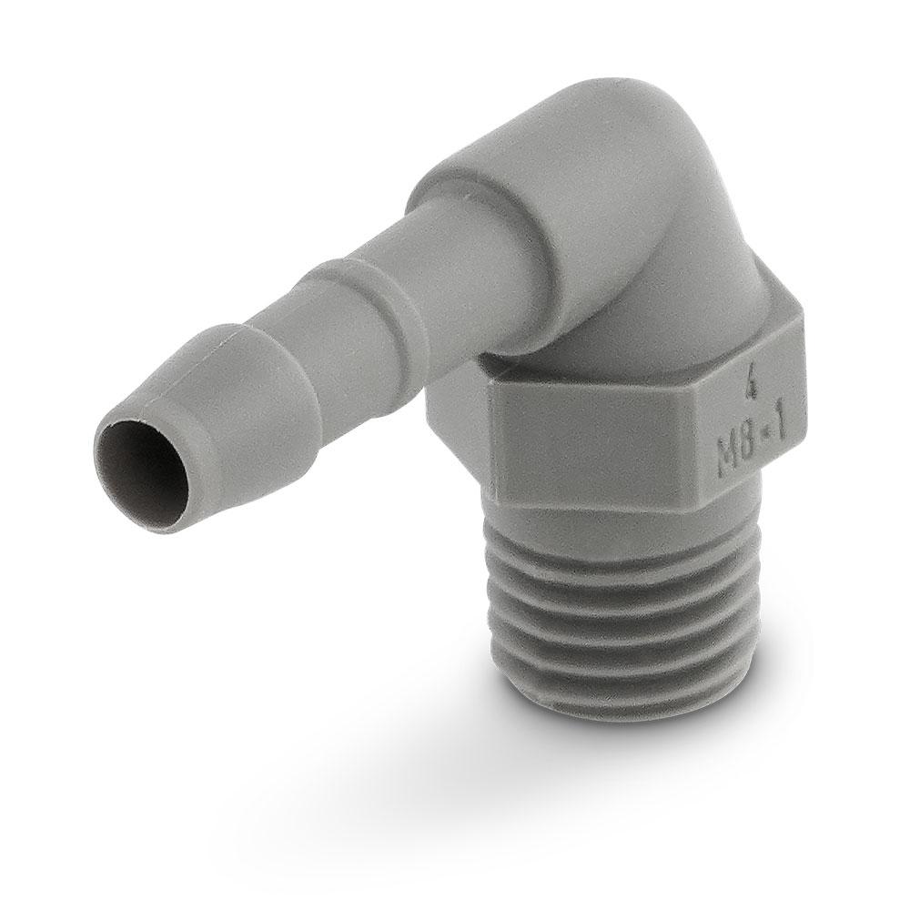 Racor en codo WES - plástico - 3 a 19 mm - M5 a M26x1,5 o 1/8" a 1/4" NPT - PU 50 ó 100 unidades - Precio por unidad