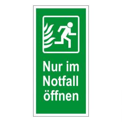 Fluchtwegzeichen "Nur im Notfall öffnen" 10x20cm/20x40cm