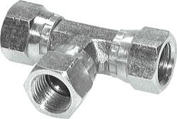 T-stuk - verzinkt staal - 3 JIC-binnenschroefdraad UNF 7/16"-20 tot UN 1 5/8"-12 - PN 140 tot 310