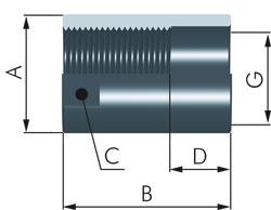 Manguito de tope para amortiguador ACE - acero - M6x0,5 a 25x1,5mm - bruñido