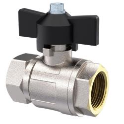 Palloventtiili - vakiomalli - nikkel&ouml;ity messinki - sis&auml;kierre/sis&auml;kierre - G 1/4" - G 1 1/4" - DN 8 - 32 - PN max. 30 - 50 bar - mustalla siipikahvalla - hinta per kappale