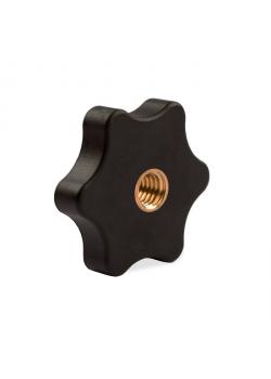 En stjerne Grips - Ø 50 mm - M 6 og M 8 - flat - sort