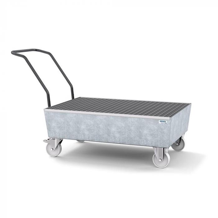 Leccarda mobile linea classica - acciaio zincato - griglia - per 1 o 2 fusti da 60 a 200 litri ciascuno