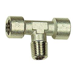 Raccord en T - laiton nickel&eacute; - 2 x filetage femelle G - 1 x filetage ext&eacute;rieur R - PN max. 60 bar - Prix &agrave; l'unit&eacute;