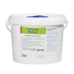 Curacid Medical Reinigungs- und Desinfektionst&uuml;cher- 4x120 St&uuml;ck / Refillbeutel im Eimer - kratz-und fusselfrei - zur Fl&auml;chendesinfektion - VE 4 St&uuml;ck - Preis per St&uuml;ck