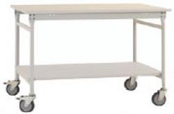 Mesa auxiliar "Basis" - melamina/plástico - móvil - con estante intermedio.