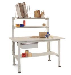 Mesa de embalaje completa 1500x800mm con un cajón y estante intermedio