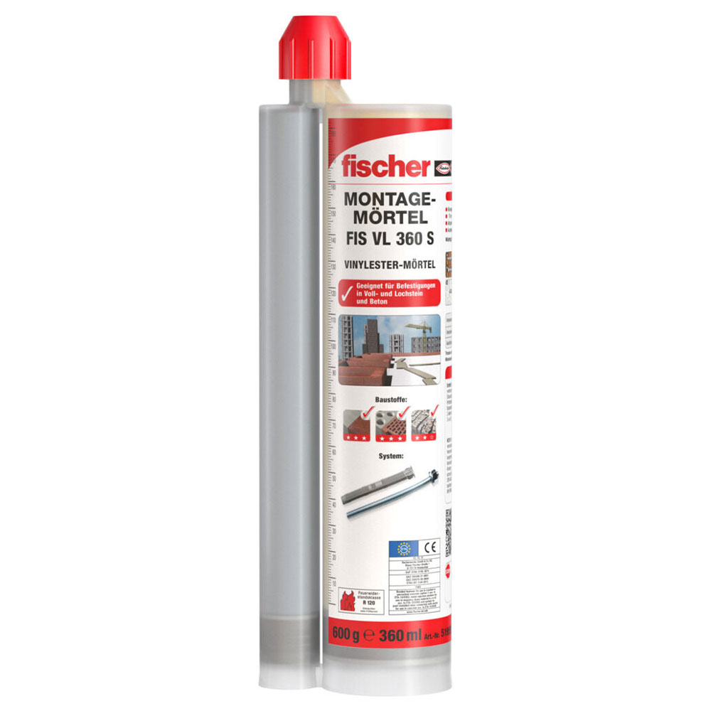 Installationsmørtel FIS VL - Vinylester - 70 til 180 skalainddelinger - inkl. 2 statiske blandere - 145 til 360 ml - pris pr.