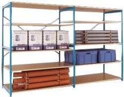 Magazijnrek "planoflex extra breed" - hoogte 2 m - 5 houten legborden - breedte legborden 1470