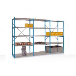 Magazijnrek "planoflex middelzwaar" - hoogte 2 m - 5 stalen planken - vakbreedte 9