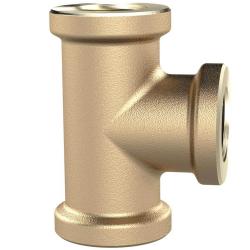 T-piece &ndash; polished brass &ndash; 3 internal threads G 1/4" to G 2" &ndash; PN 16 &ndash; price per piece