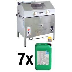 HP Vigo - Hochdruck-Teilewaschtisch mit geschlossener Kabine - rostfreier Edelstahl - 230 V - 50 Hz - Nutzfl&auml;che (BxTxH)1200x800x450 mm - inklusive 7 Kanister Bio-Circle L EVO Reiniger &aacute; 20 Liter