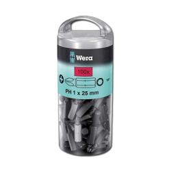 Bits 1/4 "- Cross - PH1 / PH2 - 100 kappaletta kova kovaa Wera