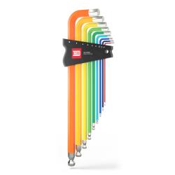 Set di cacciaviti angolari INBUS&reg; - Serie L - extra lunghi - con impugnatura ColorGrip colorata e testa sferica - Acciaio al cromo-vanadio nichelato lucido - 9 pezzi - da 1,5 a 10 mm - per viti a testa esagonale interna metriche