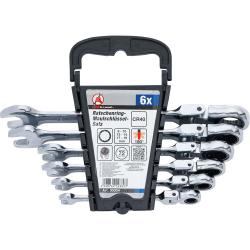 Maul-Ratschenringschlüssel Satz - Größen 8 bis 19 mm - flexible Köpfe - 6-tlg.