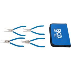 Set borgringtangen - voor binnen- en buitenborgringen - tangpunt Ø 2,4 mm - lengte 250 mm - 4-delig.