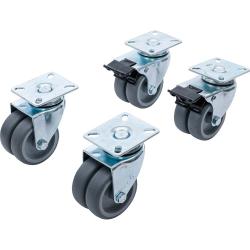 Jeu de roulettes pivotantes doubles - 4 pièces - diamètre de roulette 75 mm - pour chaises de plage, meubles, etc.