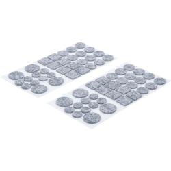 Felt glider set - gray mottled - self-adhesive - 64 felt gliders in four sizes