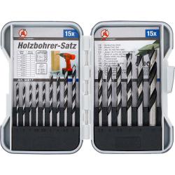 Set di punte per legno - 15 punte - diametro da 3 a 10 mm