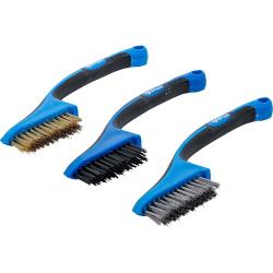 Mini cepillo - 3 piezas - nylon, latón, acero inoxidable - mango de 2 componentes - longitud 165 mm