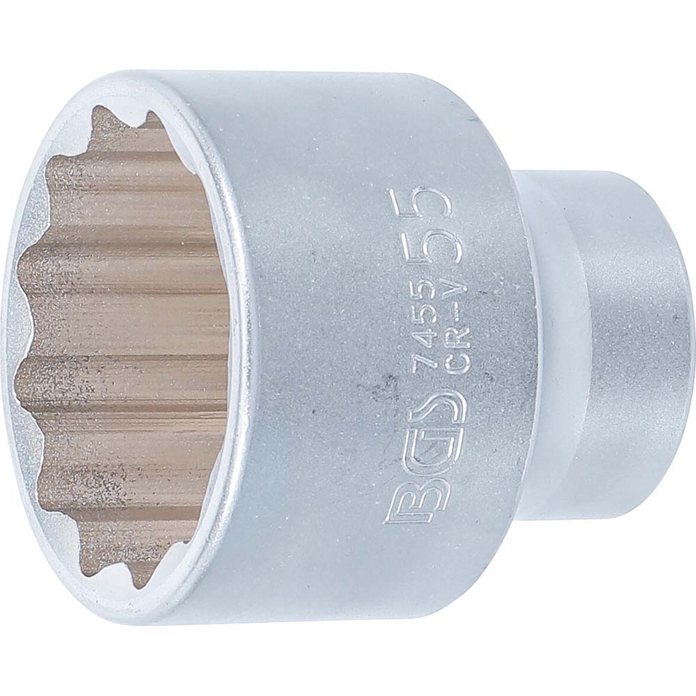Steckschlüssel-Einsatz Zwölfkant - Chrom-Vanadium-Stahl - Antrieb Innenvierkant 20 mm (3/4") - SW 55 bis 60 mm