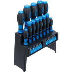 Screwdriver set - with bits assortment - 29 pieces - in plastic stand - 2-component handle