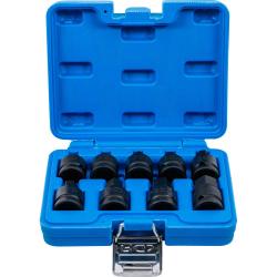 Set di bussole elettriche - 9 pezzi - attacco quadro 12,5 mm (1/2") - attacco esagonale da 5 a 19 mm