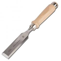 Cincel con mango de madera - chaflanes laterales - acero para herramientas