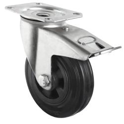 CASCOO Lenkrolle mit Totalfeststeller - Serie P4S4 - Vollgummi-Rad - Rad-&Oslash; 80 bis 200 mm - Bauh&ouml;he 105 bis 235 mm - Tragkraft 70 bis 205 kg - Preis per St&uuml;ck