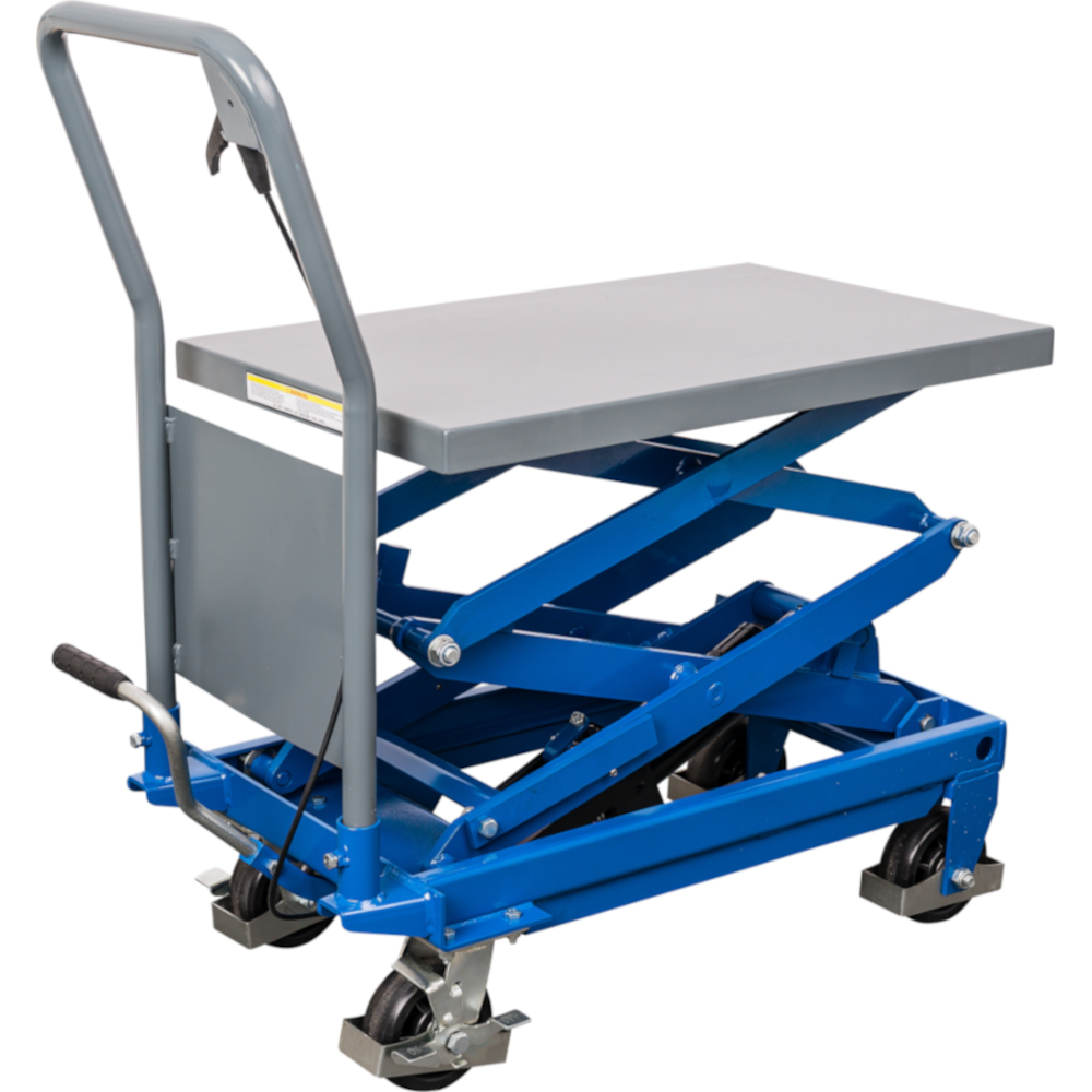 Transpalette &agrave; double ciseaux de type Rapid XT 250 ou 500 - Capacit&eacute; de charge 226 ou 453 kg - Dimensions de la plate-forme (L x l x H)  700 x 450 x 38 ou 810 x 500 x 50 mm - Course de la p&eacute;dale 8 (sans charge) -  Prix &agrave; l'unit&eacute;