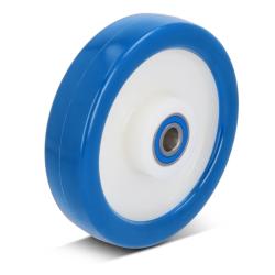 Polyuretaanipy&ouml;r&auml; - Py&ouml;r&auml;n halkaisija 200 mm - Py&ouml;r&auml;n leveys 50 mm - Navan pituus 60 mm - Akselin rei&auml;n halkaisija 25 mm - Ruostumattomasta ter&auml;ksest&auml; valmistetut kuulalaakerit