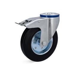 Electrically conductive swivel castor – SGS-EC wheel series – mounting plate – brake – solid rubber – roller bearing – wheel diameter 80 to 200 mm – price per piece