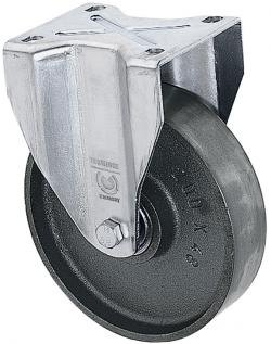 Zestaw kołowy stały do dużych obciążeń - koło żeliwne - ø koła 100 do 200 mm - wysokość 135 do 245 mm - nośność 250 do 1000 kg
