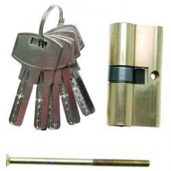 Messingsylinderlås - kraftig versjon - med 5 nøkler