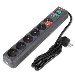 Strip Eco-Line - 6 gånger - antracit - 1,5 m kabel