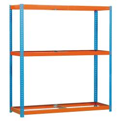 Estantería Simonforte de gran luz - sin estantes de acero - longitud 2400 mm - azul/naranja o galvanizada - selección de tamaños