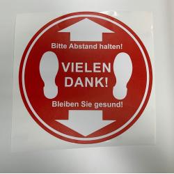 Bodenaufkleber "2 m Abstand halten" - Digitaldruck auf SK Folie weiß - ca. D 400 mm
