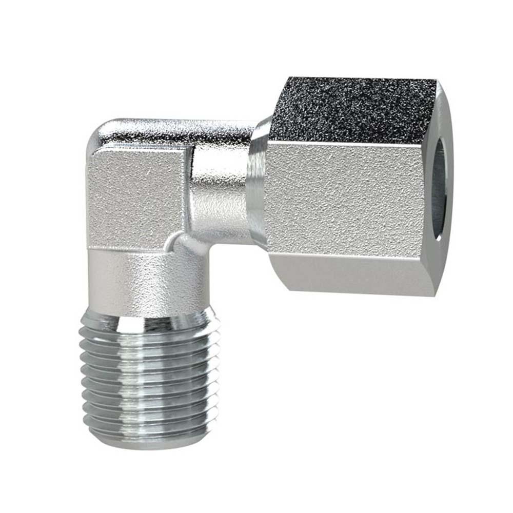 Haakse inschroefkoppeling - verzinkt staal - buitendiameter buis 4 mm tot 8 mm - max. 100 bar - prijs per stuk