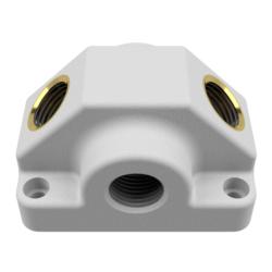 Rozdzielacz sprężonego powietrza NURV &ndash; tworzywo sztuczne wzmocnione wł&oacute;knem szklanym &ndash; gwint wejściowy z tworzywa sztucznego &ndash; gwint wyjściowy mosiężny &ndash; szary lub czarny