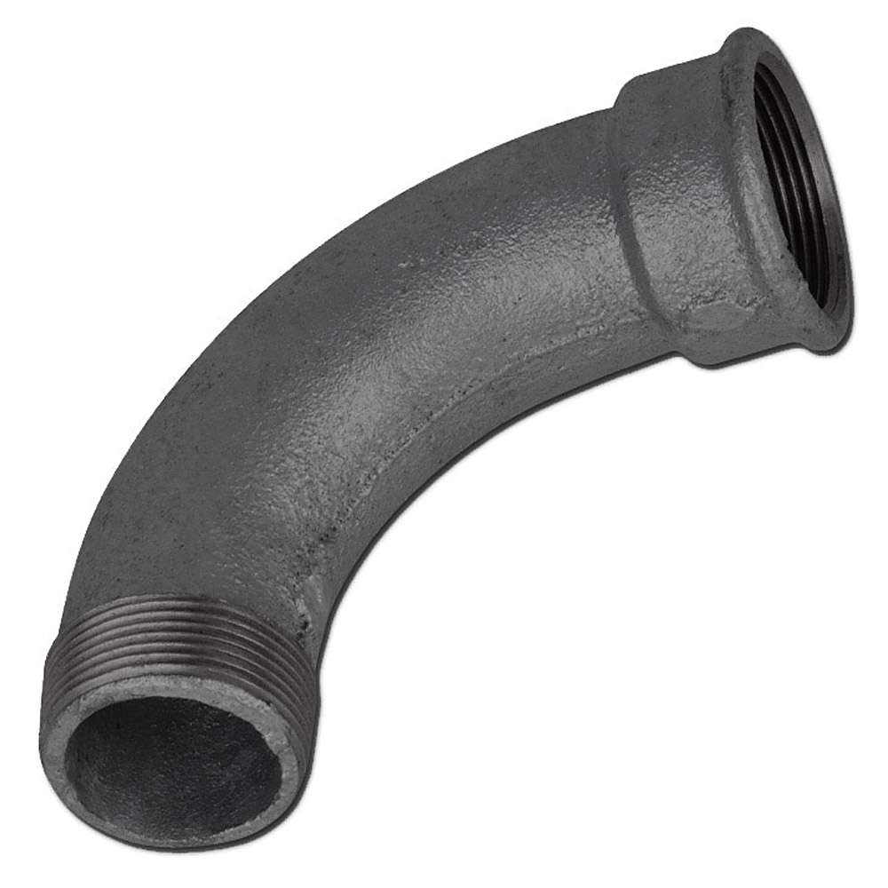 Bochtstuk 90° kort - type 1a/D4 - gietijzer zwart of verzinkt - conisch AG en IG - R (Rp) 1/4" tot R (Rp) 4" - PN 25