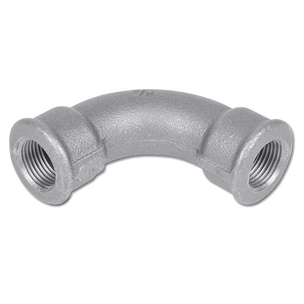 Codo 90° largo - Tipo 2/G1 - Fundición maleable negra o galvanizada - 2 con. Rosca interior Rp 1/4" a Rp 2" - PN 25