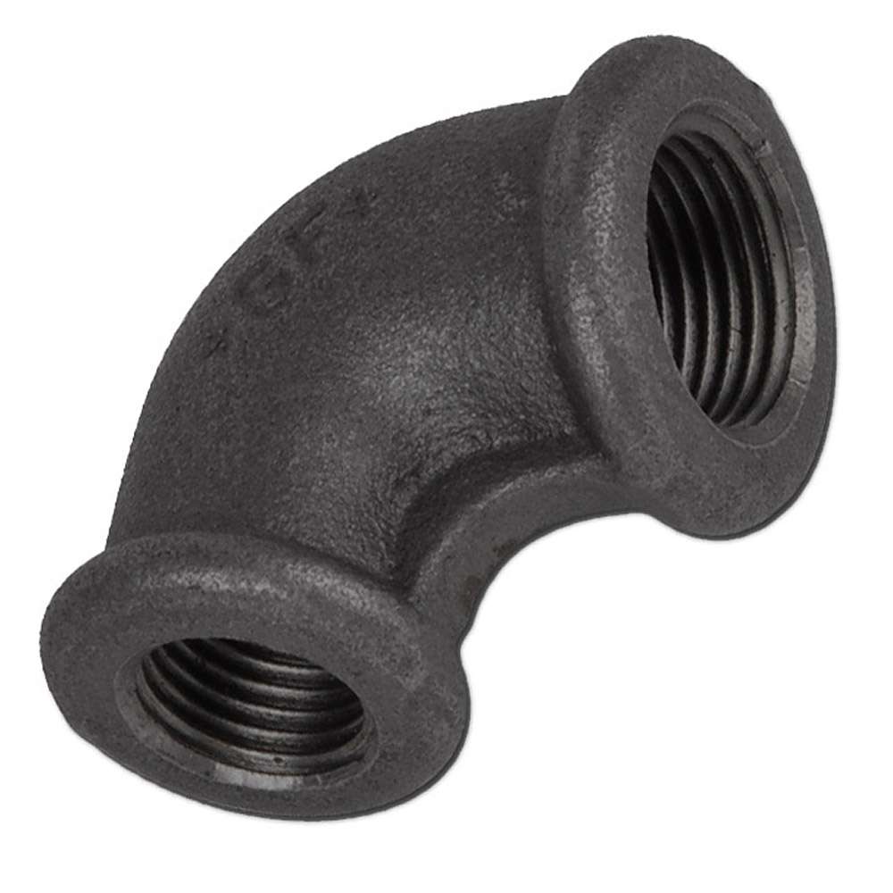 Vinkel 90 ° - Type 90 / A1 - Formbart støbejern, sort eller galvaniseret - Reduktion - 2 kon. IG Rp 1/8 "til Rp 2 1/2" - PN 25