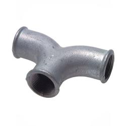 Codo doble pieza en T - Tipo 132/E2 - Fundición maleable negro/galvanizado - 3 con. Rosca interior Rp 1/2" a Rp 2" - PN 25