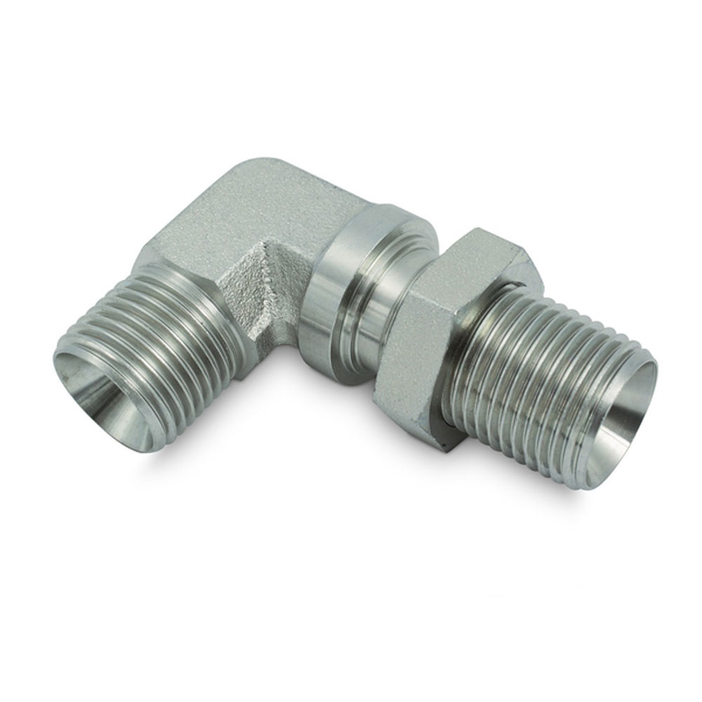 Racor pasamuros acodado - 90° - Acero cromado - Rosca macho GAS de G 1 1/2" a G 1 1/2