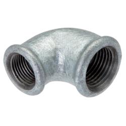 90&deg; kulmaliitin - Tyyppi 90/A1 - Tempervalurauta, sinkitty - Supistava - 2 kartiomaista sis&auml;kierrett&auml; Rp 1/2" - Rp 3/8" - PN 25
