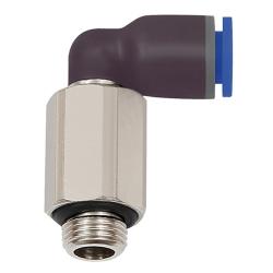 L-formad instickskoppling, Blue Series - l&aring;ng - roterbar - olika utv&auml;ndiga g&auml;ngor - slangytterdiameter 4 till 16 mm - arbetstryck 0,95 till 10 bar - max. arbetstryck (kortvarigt) 15 bar - plast/f&ouml;rnicklad m&auml;ssing - pris per styck