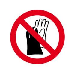 Restposten - Verbotszeichen - "Handschuhe verboten" - Durchmesser 5 cm - Dicke 1 mm - Aluminium - im Innen- und Außenbereich einsetzbar