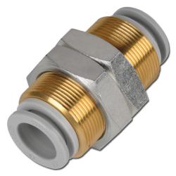Lige stiktilslutning, skottilslutning - 2x slange Ø udvendig 10 mm - op til 10 bar, op til 60°C - KQ2E lavet af PBT med messingtilslutning og POM-ringe
