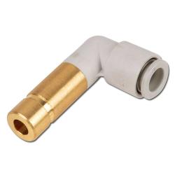 Conector acodado KQ2L reducido - Diámetro exterior 8 mm / conexión enchufable Ø 12 mm - hasta 10 bar - Cuerpo de PBT con anillos de sujeción y presión de POM